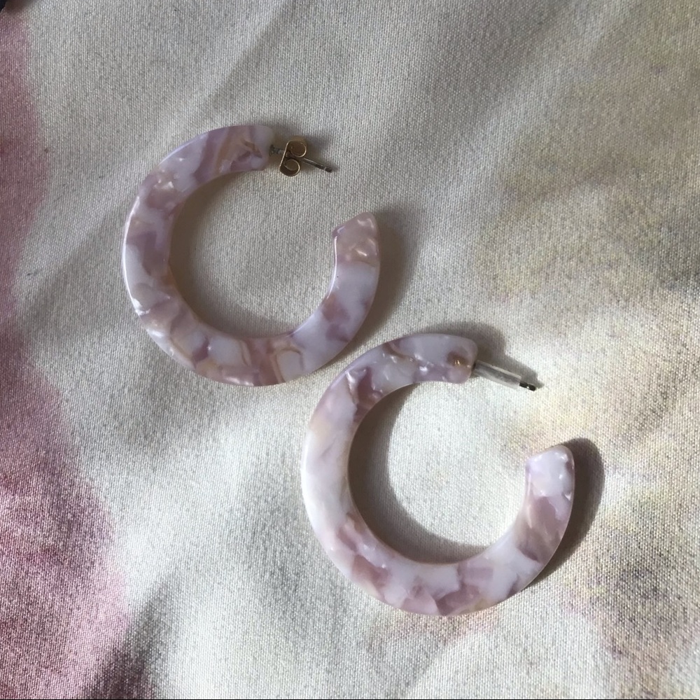 SOLD Madewell Marbled Resin Hoop Earrings